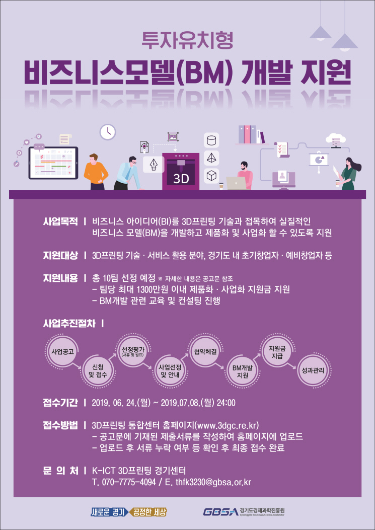 투자유치형 비즈니스모델(BM) 개발 지원 모집 공고